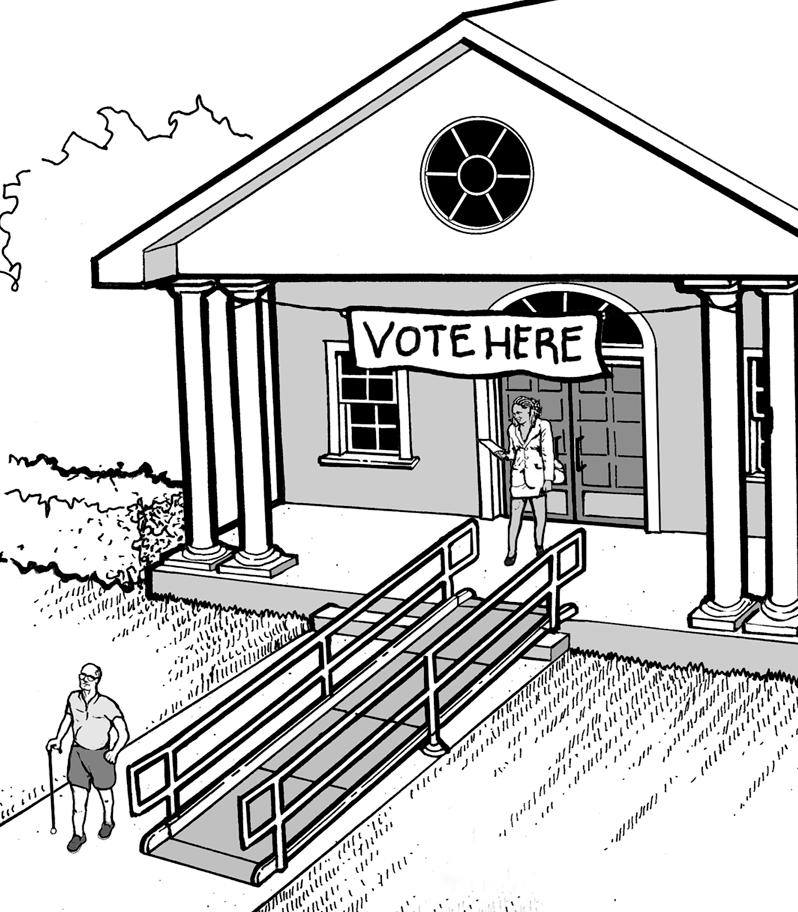 Building Entrance Comments Temporary Solutions for Election Day Accessible Entrance to Polling Place Problem One: One or two steps at the entrance prevent access.