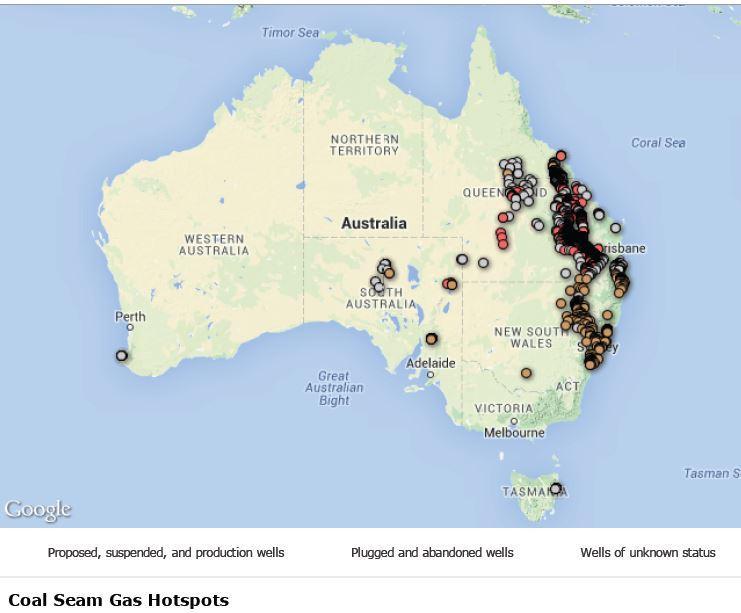 Source: Australian Broadcasting Corporation News (2012), Coal Seam Gas By the Numbers,