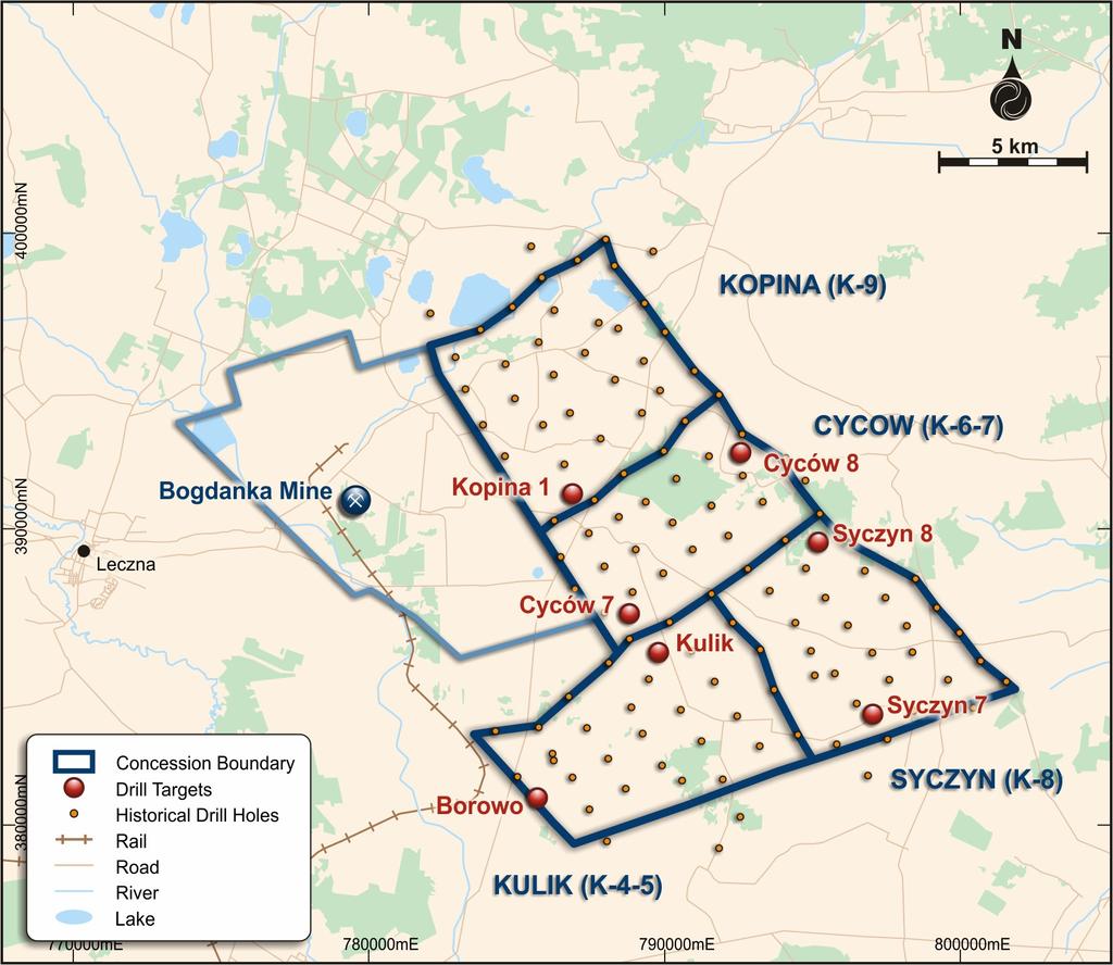 First Phase Drilling Campaign and Scoping Study The Company recently completed the first two core drill holes, Borowo and Kopina 1, as part of an ongoing drilling program.