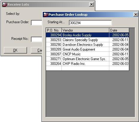 lotflex Functions Double-click the appropriate Purchase Order.