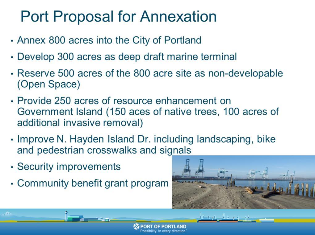 The Port s ultimate proposal is summarized here, inclusive of mitigation approaches.