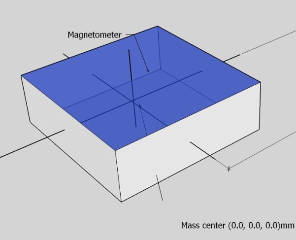 An easy way to define and report distance values between the magnetometer component and the disturbing magnetic field source is from center of mass to center of mass.