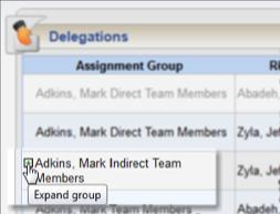 4. If an assignment group contains more than one delegated role, click the Expand Group