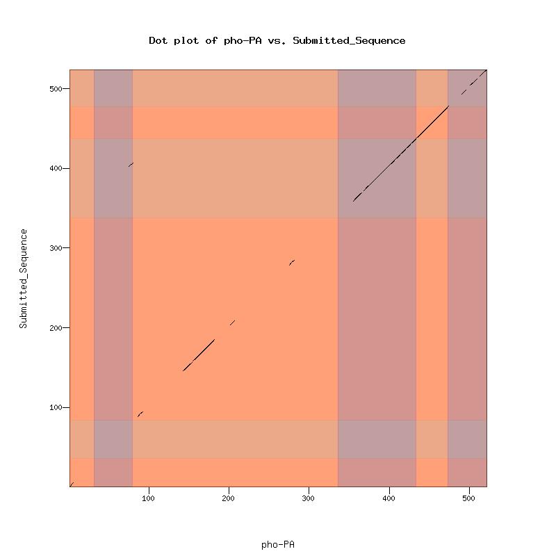 Figure 20 Dot plot of pho-pa versus the gene model found by this project.