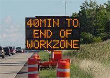 Travel Time A Travel time can be displayed on DMS before the work zone. Work zone sensors detect slowing traffic through the work zone.