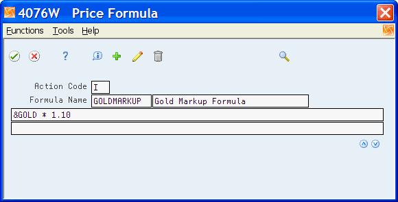 For Basis Code 7, access Price Formula. Figure 4 16 Price Formula screen 11.