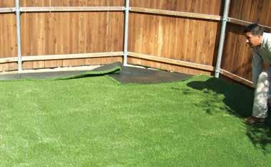 Step 10- Lay the turf Roll out the turf. Carefully position the Xtreme Lawn where you would like it. Try to be accurate as to not cut off turf you actually need. Avoid dragging the turf.