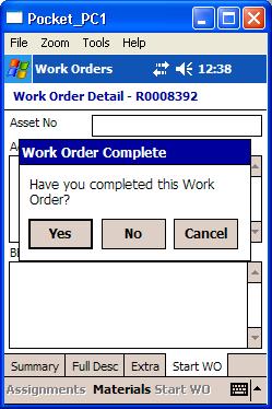 Adding Materials to a work order To add materials to a work order you must have either started the work order or