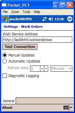 2. Work Order Settings 1. Web Service Details - These should only be modified by a BEIMS administrator. 2.