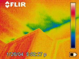 Discussion Moisture Intrusion Infrared imaging can identify thermal patterns associated with latent moisture, and thus potential mold, in building materials by their difference in temperature from