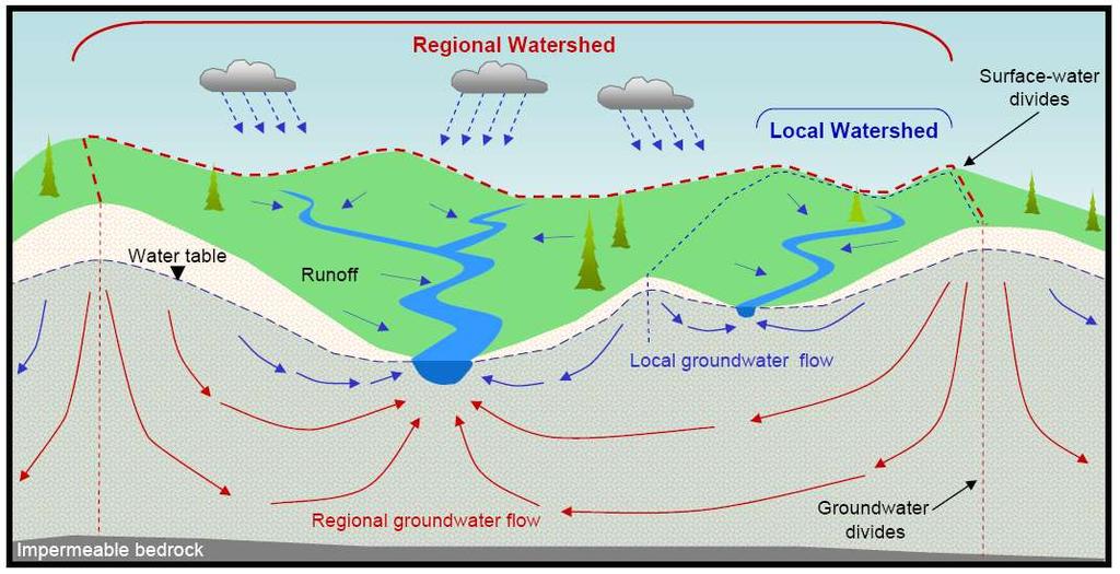 What is a Watershed? Rivers and streams act like the drain for our groundwater.