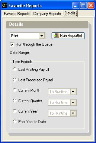 Select Last Waiting Payroll and click on the RUN REPORTS button.