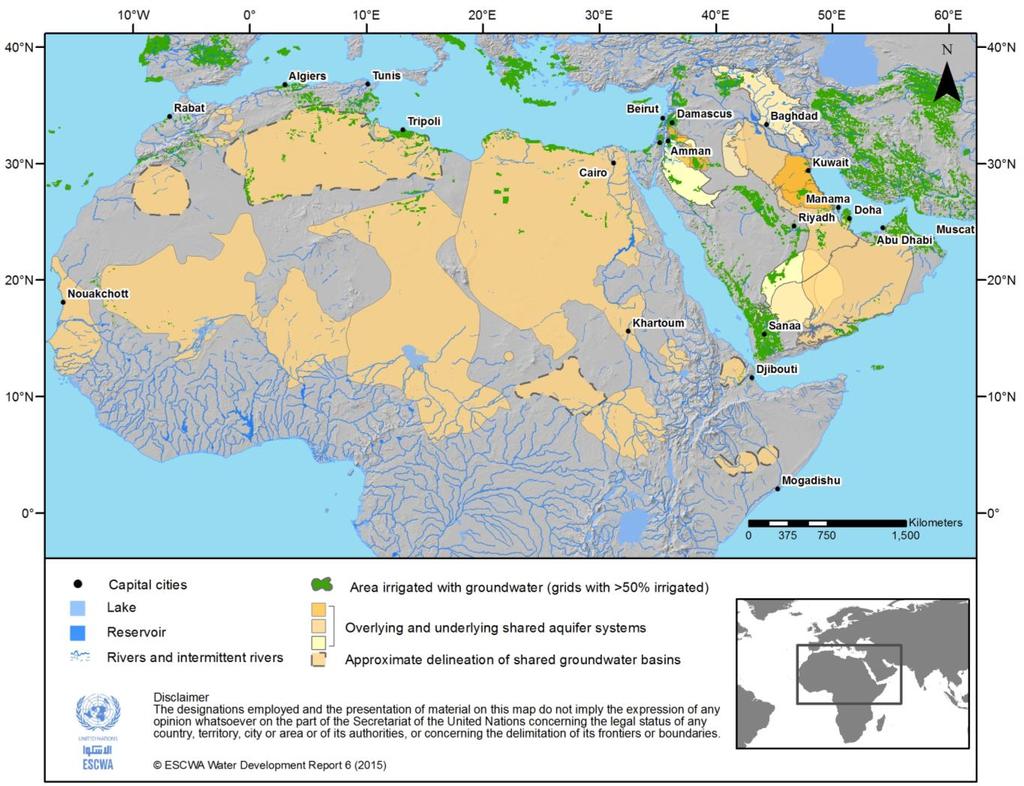 Shared Groundwater Resources in the Arab Region Shared groundwater basins cover almost 58% of the Arab region in terms
