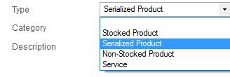 These are the choices: Stocked Product: use this to track the product s quantity; this is the most common type.