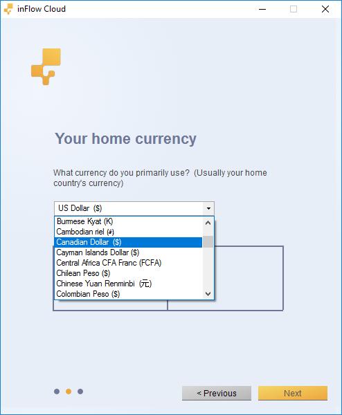 When you log in for the first time, you ll see some prompts for setup. Choose your home currency from the drop-down list. This is usually the currency of your country.
