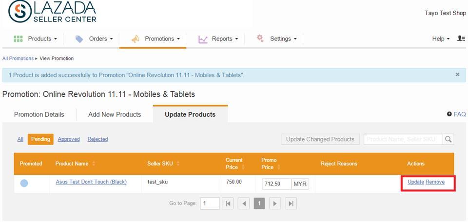 Promotions tool Step by step guide STEP 4: Check/update status of products in the promotion Should your products