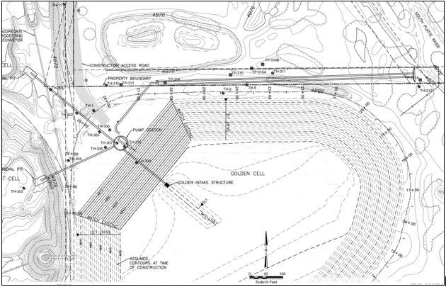 discharge conduit near the river and an electrical control building adjacent to the pump station (see Figure 2). Figure 2. Plan of the proposed pump station, excavation, and microtunnels.