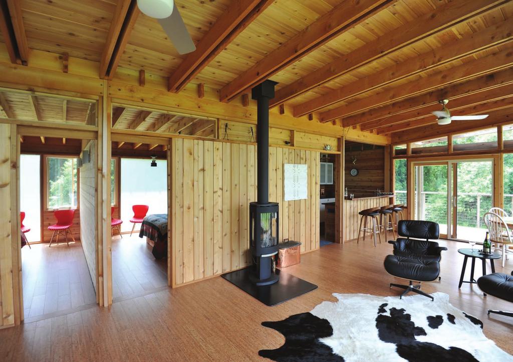 GLASS CABIN Great Room Center Wall with Western Red Cedar