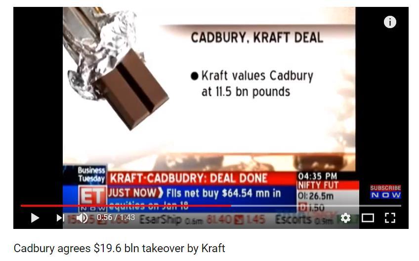 Kraft - Cadbury takeover August 2009 Kraft launched a hostile takeover bid for Cadbury