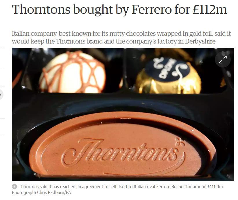 Why did Ferrero buy Thorntons?