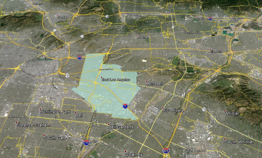 Figure 3-1. General Location of The service area is built upon the uplifted Repetto Hills and spreads down on to the alluvium of the Los Angeles coastal plain.