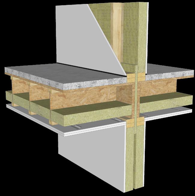 Party Wall Fire Blocking Assembly Shown Rated interior wall assemblies (wood or steel stud) ROXUL SAFE 45 Blocks vertical space in double stud wall assembly formed at the intersection of the floor
