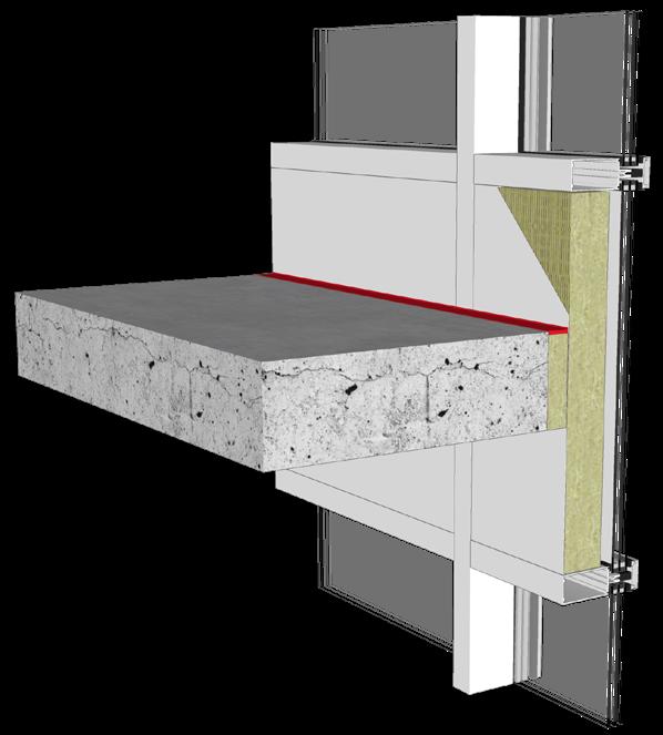 Curtain Wall Firestopping Assembly Shown Mullion mounting brackets Transom Spandrel panels/vision panels ROCKWOOL CURTAINROCK ROXUL SAFE Installed between the floor and curtain wall assembly along