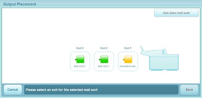 2 To change a Mail Sort (or Unsorted Mail) from one exit to a different one, select it, then select the new position.