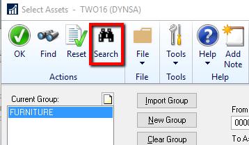 Highlight the Group and Click Search to specify criteria to add