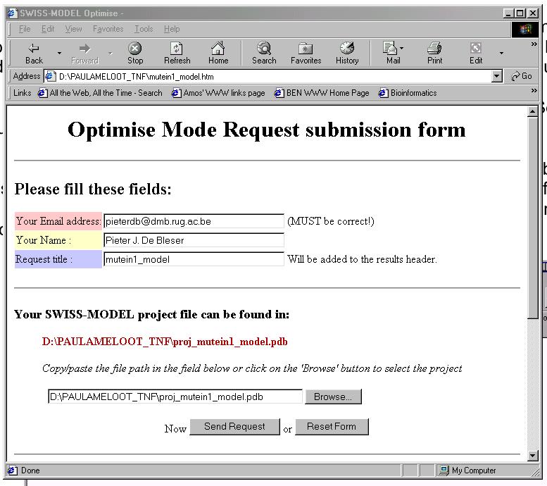 Step 6: Submit your modelling request (II) SPDBV will now automatically open a web browser and load your project
