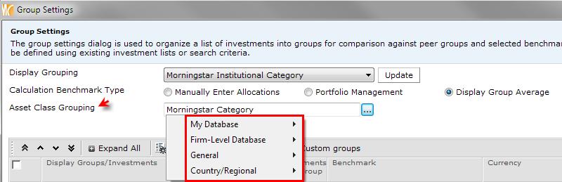 11. Go to Asset Class Groupings where Morningstar Category is the default.