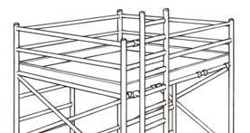Figure 23.9 Typical manually propelled rolling scaffold In some cases, rolling scaffolds are installed on a vehicle.