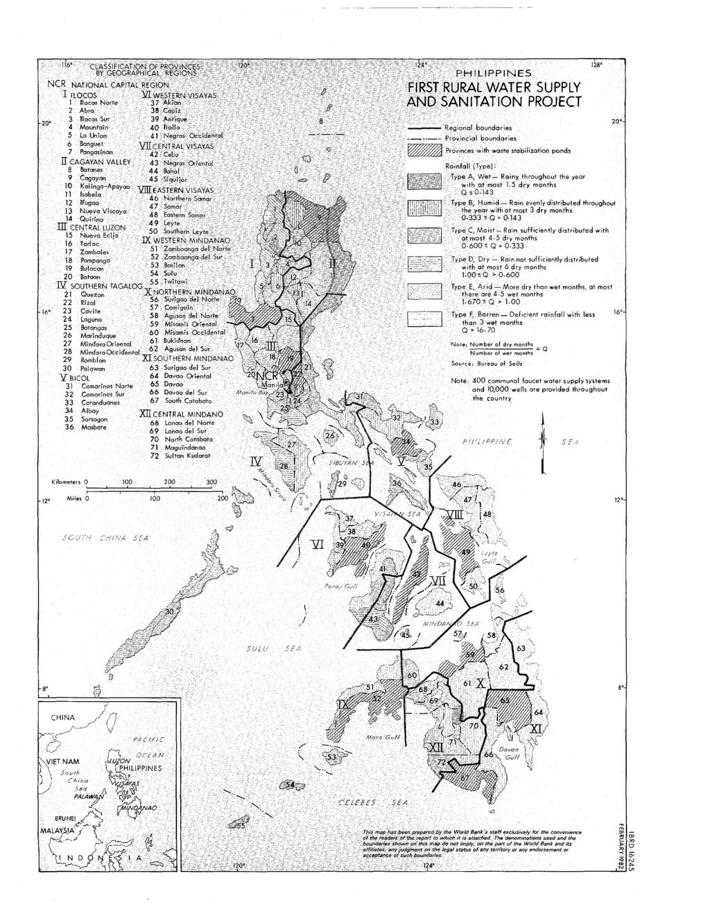 1;6' CLASSIFICATION OF PROVINCES 120' 124' 128' BY GEOGRAPHICAL REGIONS PHILIPPINES NCR NATIONAL CAPITAL REGION FIRST RURAL WATER SUPPLY I ILOCOS VI WESTERN VISAYAS 9FRT I UALW Ihloos ERSP Y Norte 37