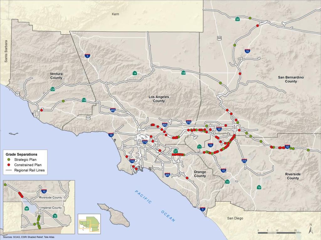Application to Southern California Grade Separation Program in the 20122035 RTP/SCS consists of 71 crossings