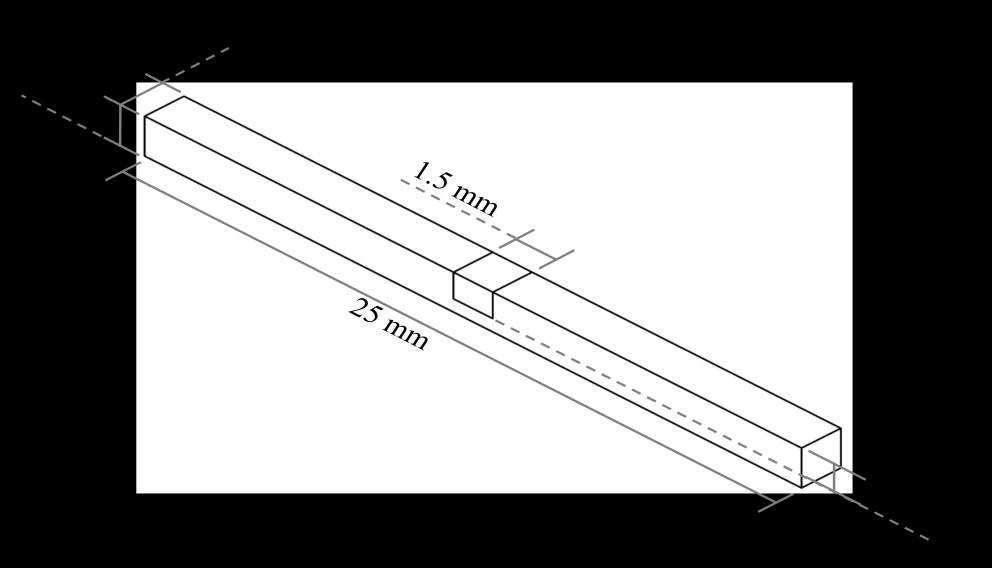 Figure 3.6 Schematic of the bend coupon sample. The main body is René 108 and the material in the groove is the braze alloy. 3.4 Surface Preparation After wire EDM, there is generally a recast layer left on the surface that must be removed.