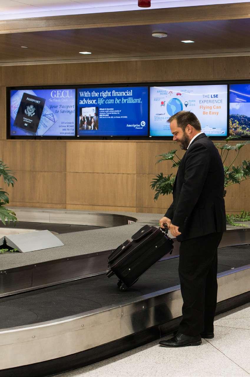 PACKAGE D Baggage Wall D-1: Single Screen $275/month Six 55 single screen displays are available directly on the back wall of the baggage return carousel.