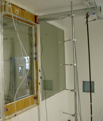 The intersection of the vertical and horizontal lines on each pane of glass indicates the location of the thermocouples during experimental