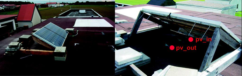 Figure 2 The solar panel and the sensor positions. Figure 3 Photograph and infrared thermograph of the white-painted roof section.