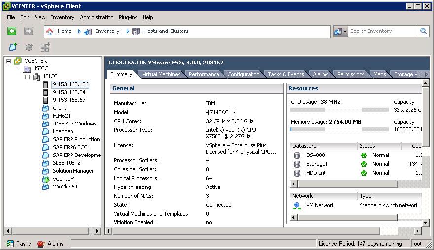 2 Management of vsphere environment We use a VMware vcenter Server for a centralized management of all host systems.