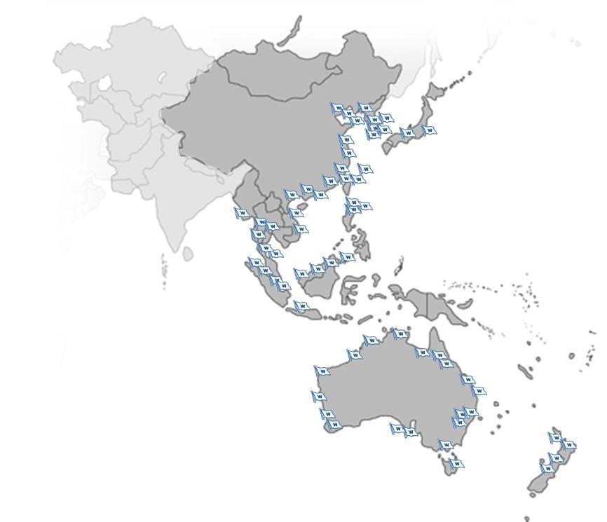 WSS Asia Pacific - regional capabilities 68 operational offices ~ 900 major ports covered ~ 1 000 employees ~ 200 sales professionals ~ 29 000 port calls p.a. ~ 12 500 vessels receiving product deliveries Countries PORT CALLS p.
