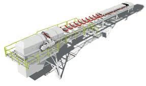 conveyor system usually exceeds a length of 50 meters and therefore will be executed with a gravity take-up station.