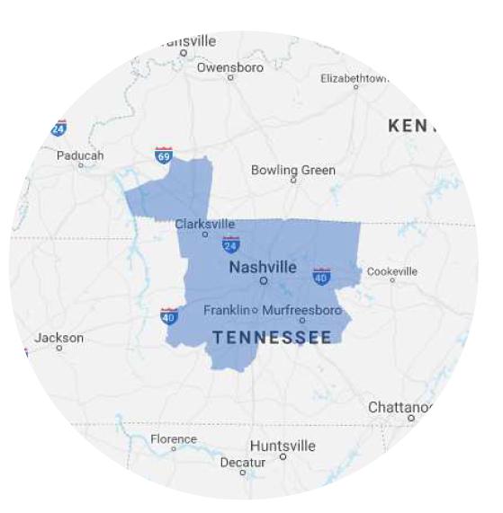 Defining Middle Tennessee All numbers presented in this report span two Metropolitan Statistical Areas (MSA) 1 as defined by the federal Office of Management and Budget and applied to United States