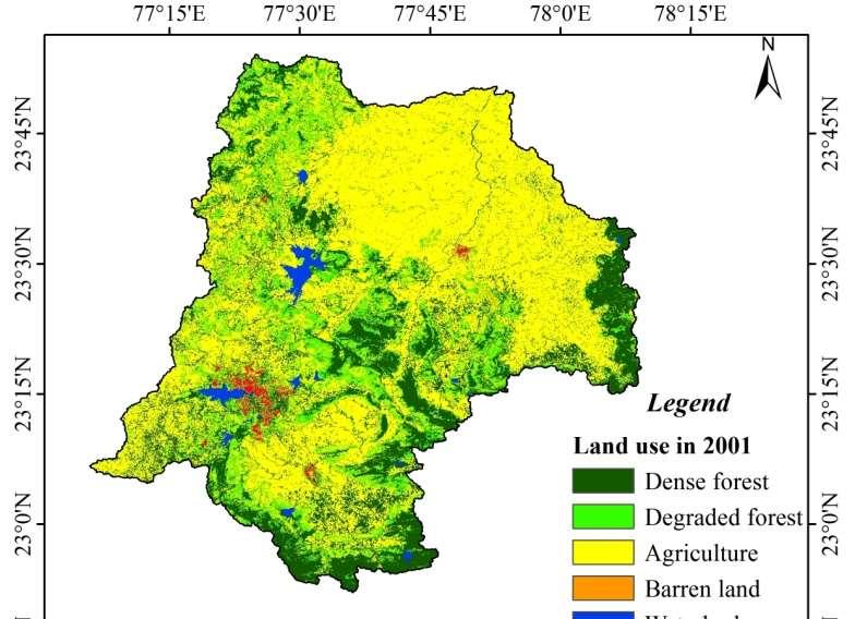 LAND USE MAP PREPARATION Satellite imagery data has been used to prepare the land use maps using maximum likelihood classification method for the years 2001 and 2013.