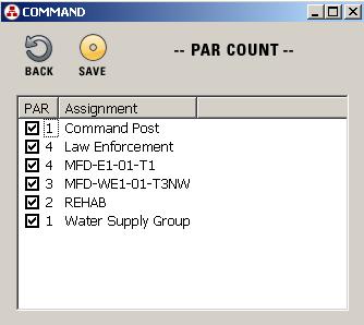 The IC opens the PAR COUNT screen, calls for a PAR, checks the assignment PAR counts and clicks on Save.
