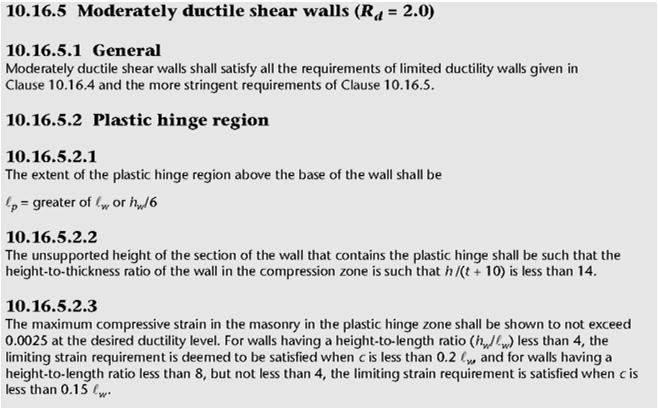 Moderately Ductile Shear Walls