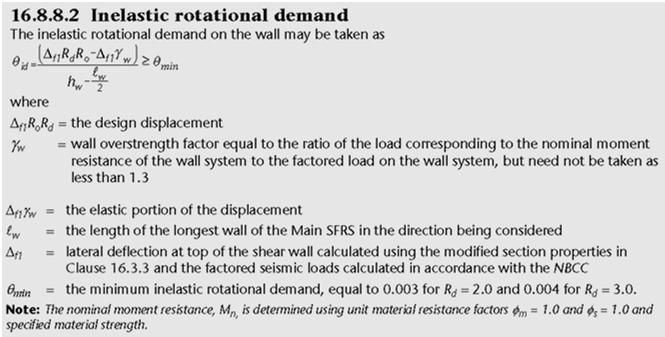 Inelastic Rotational Demand Explicit validation of rotational ductility Top displacements estimated