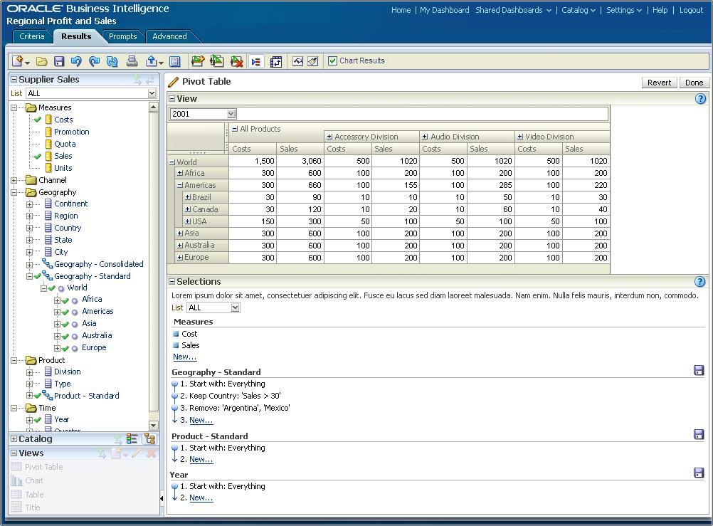 OBIEE OLAP-Style Query Member Selection Calculated Members Hierarchical