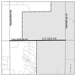 3-C-022-10 College Boulevard, Ridgeview to Renner Improvement Street (new) Contact Therese Mersmann Improve College Boulevard from Ridgeview to Renner from a two-lane rural roadway to a divided