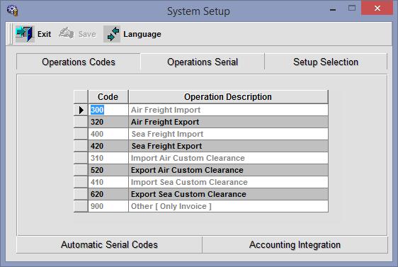 Freight Accounting Setup Data Operation Codes Operation codes is the key for determining different operation types classification within the