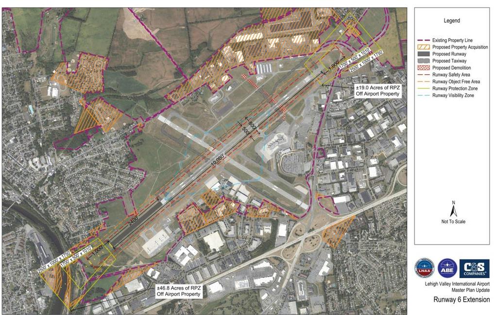 7 Runway 6-24 Preferred Concept Extend to 10,000 feet in one phase Consideration of costs to only move ILS, approach lights one time Current users priority